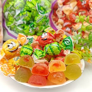 KONTI康吉俄罗斯进口草莓西瓜香瓜菠萝樱桃水果味爆浆夹心软糖果