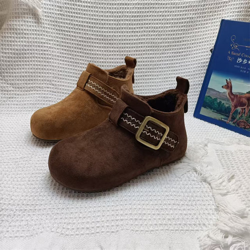 磨砂加绒厚底内增高勃肯鞋