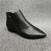 品牌撤柜2025秋季 百搭低跟头层牛皮切尔西女短靴 真皮短靴尖头韩版