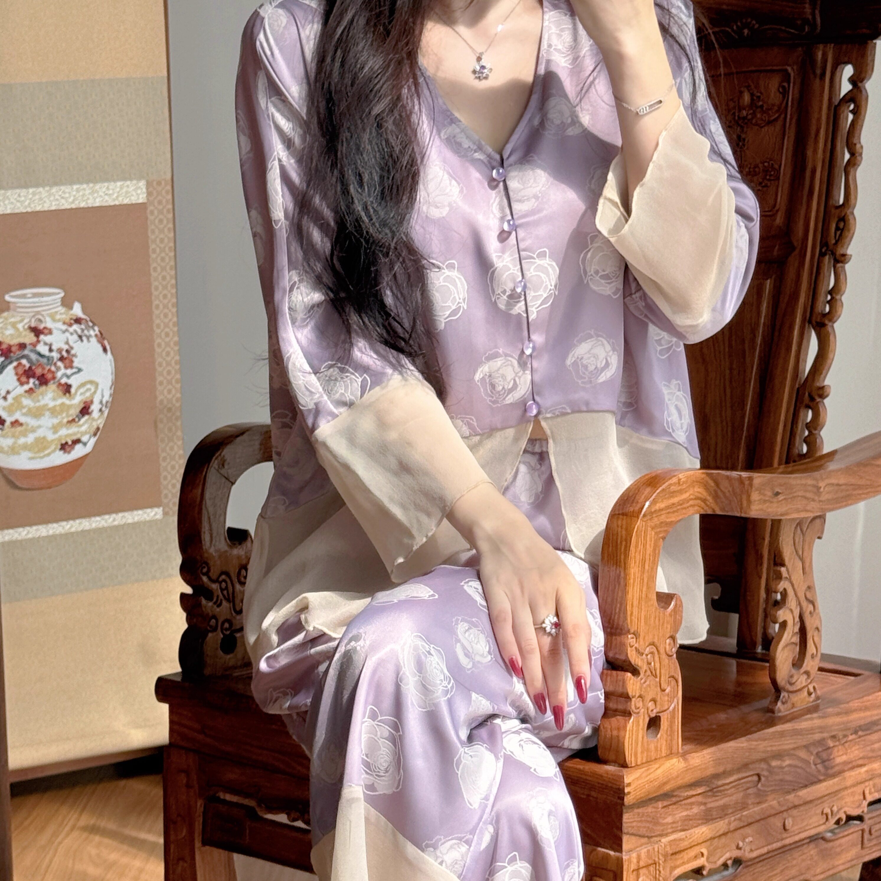 2024新款提花家居服套装天丝睡衣