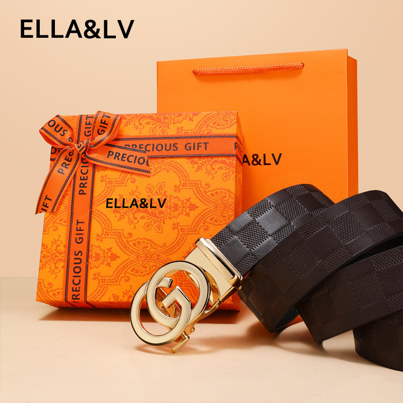 ELLA&LV皮带男真皮自动扣腰带高档商务款头层牛皮年轻人裤带