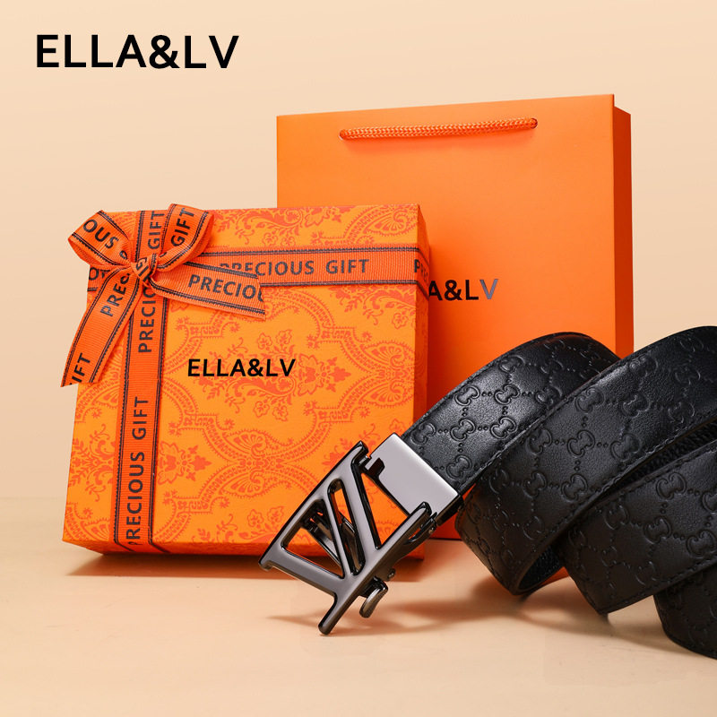ELLA&LV皮带男真皮自动扣腰带高档商务款头层牛皮年轻人裤带