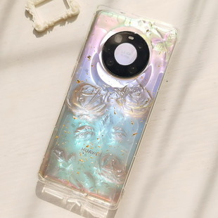 适用于华为p50pro手机壳mate40pro女p50金箔玫瑰p40pro 软mate30p