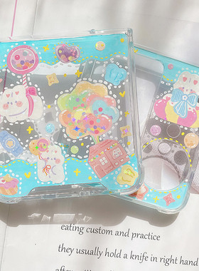 蓝色气球卡通适用oppo find n3 flip手机壳ins风透明三星zflip7小折叠屏pocket 2气囊zflip6新款