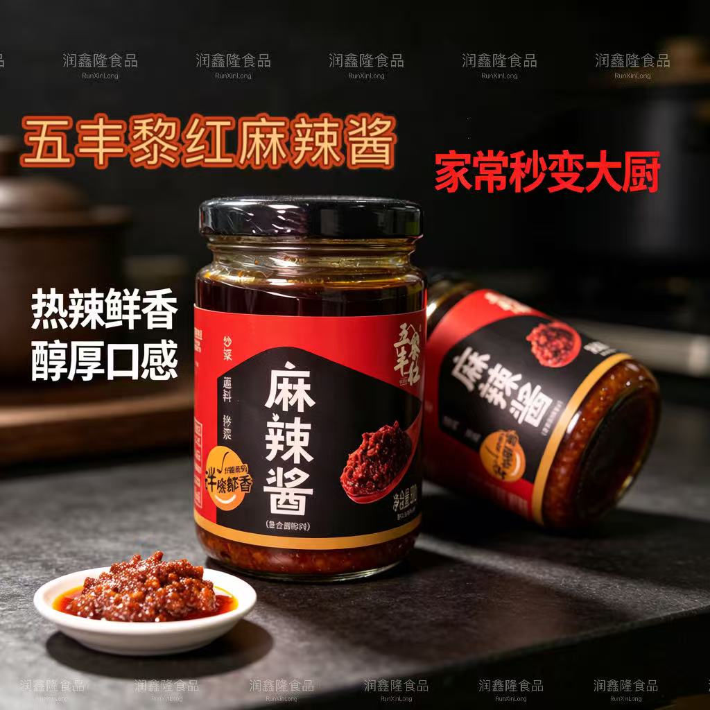 五丰黎红麻辣酱230g牛肉酱下饭菜拌面拌饭开胃蘸料炒菜拌菜竹笋酱图片