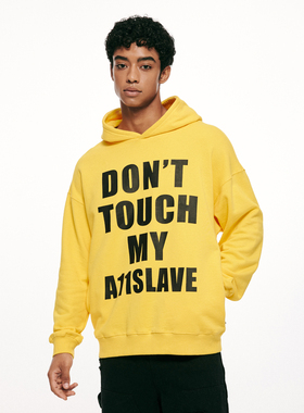 A11SLAVE字母标语连帽卫衣国潮牌秋冬季重磅复古宽松套头帽衫男女