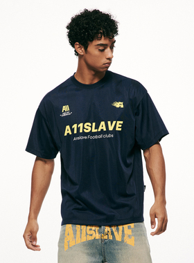 A11SLAVE暗纹球服短袖美式复古运动拼接休闲篮球嘻哈街头球衣T恤
