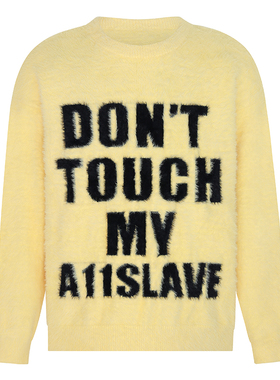 A11SLAVE马海毛字母标语高级感宽松毛衣男女秋冬厚实针织情侣上衣