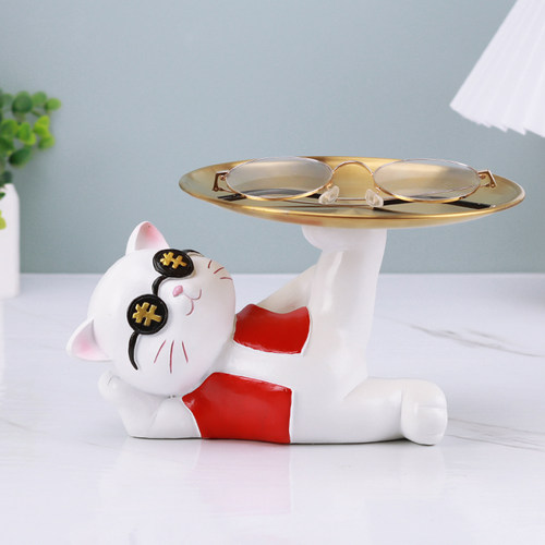 招财猫托盘眼镜架眼镜店柜台摆件