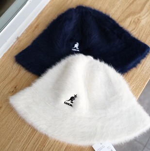 三野集市 秋冬新款kangol安哥拉纯兔毛袋鼠渔夫帽圆顶泫雅同款帽