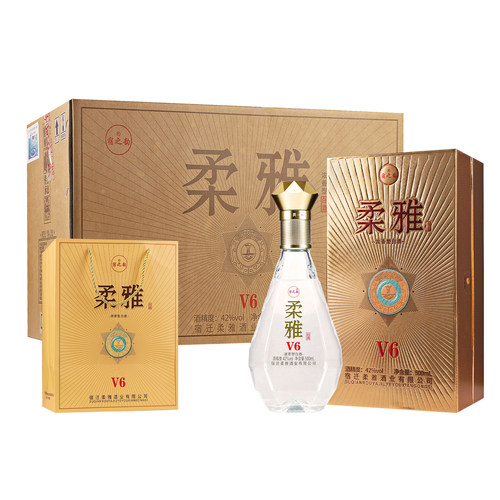 热销柔雅V6浓香型白酒42度500ml*6瓶整箱纯粮食酒正宗送礼