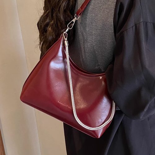 高级感油蜡皮单肩斜挎包女包