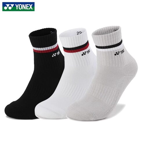 YONEX尤尼克斯中筒三双装运动袜145144男女245144羽毛球加厚毛巾