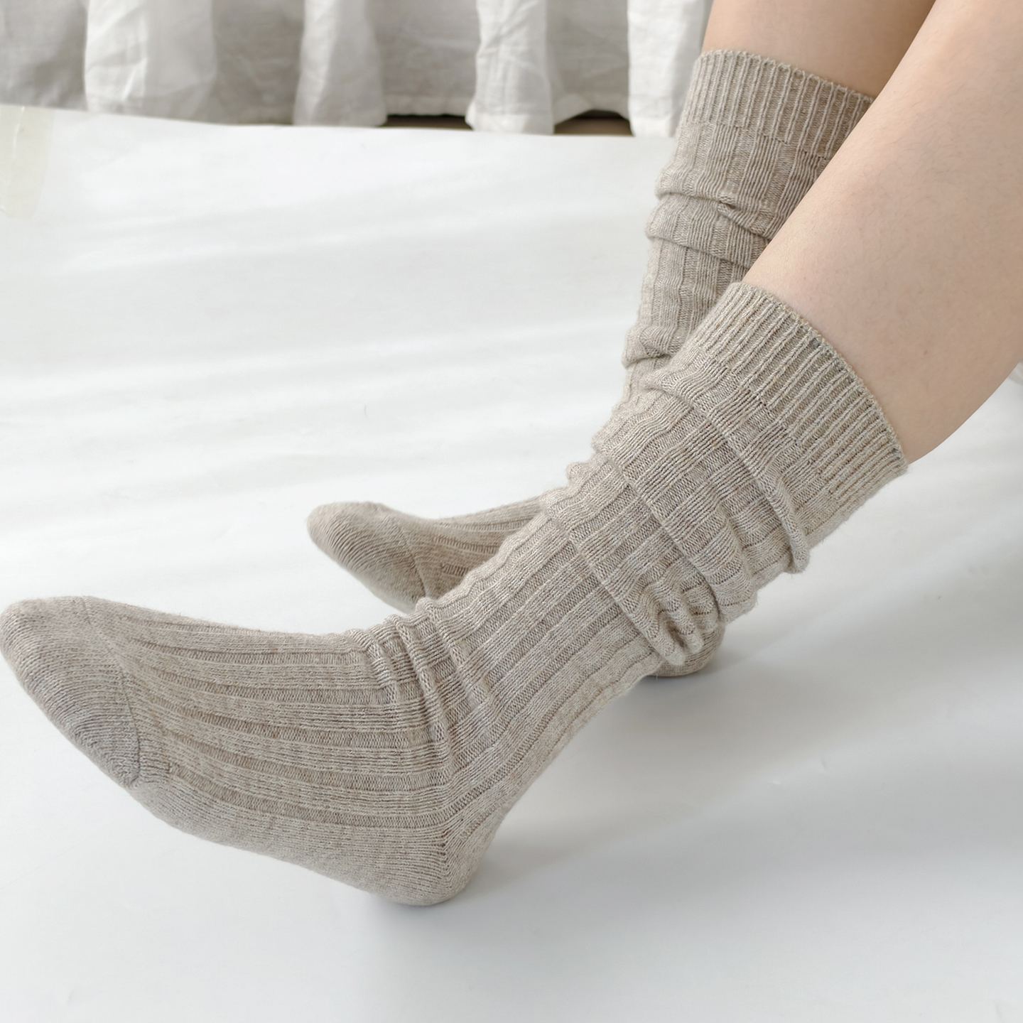 舒适羊毛汉麻小腿袜