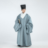 明制暗纹缎小袖 道袍 复原汉服男装 淮边筱竹 长衫 传统服饰士庶服