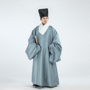 长衫 淮边筱竹 复原汉服男装 道袍 传统服饰士庶服 明制暗纹缎小袖