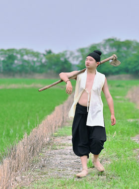 淮边筱竹复原传统汉服百姓背心