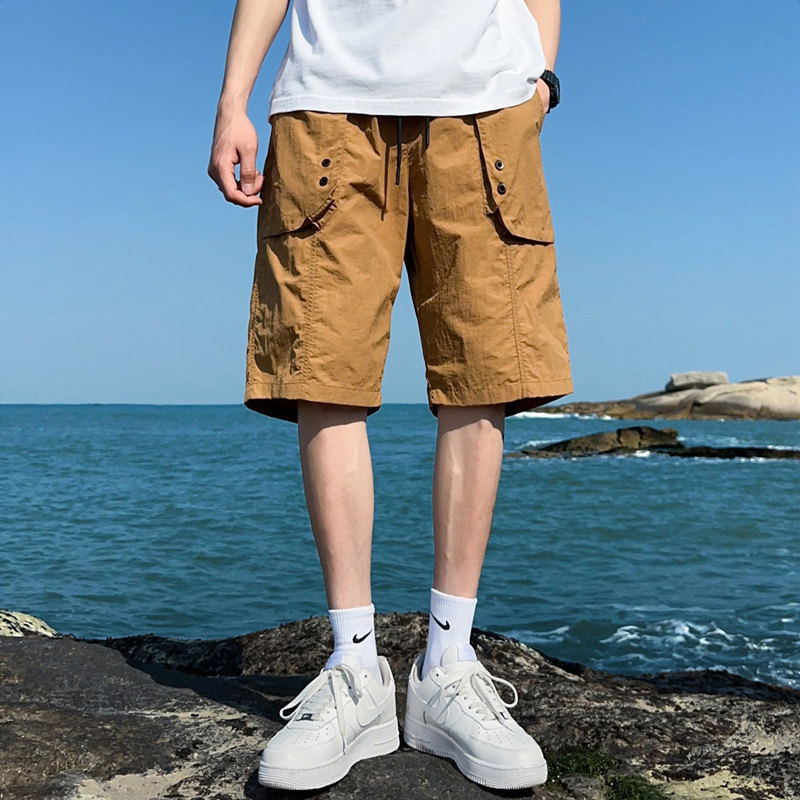 冰丝短裤男士夏季2025新款潮牌休闲运动大裤衩男青少年直筒中裤子
