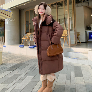 现货90白鸭绒长款面包羽绒服女282-91880-P350-K585，女装羽绒服，浙宝282