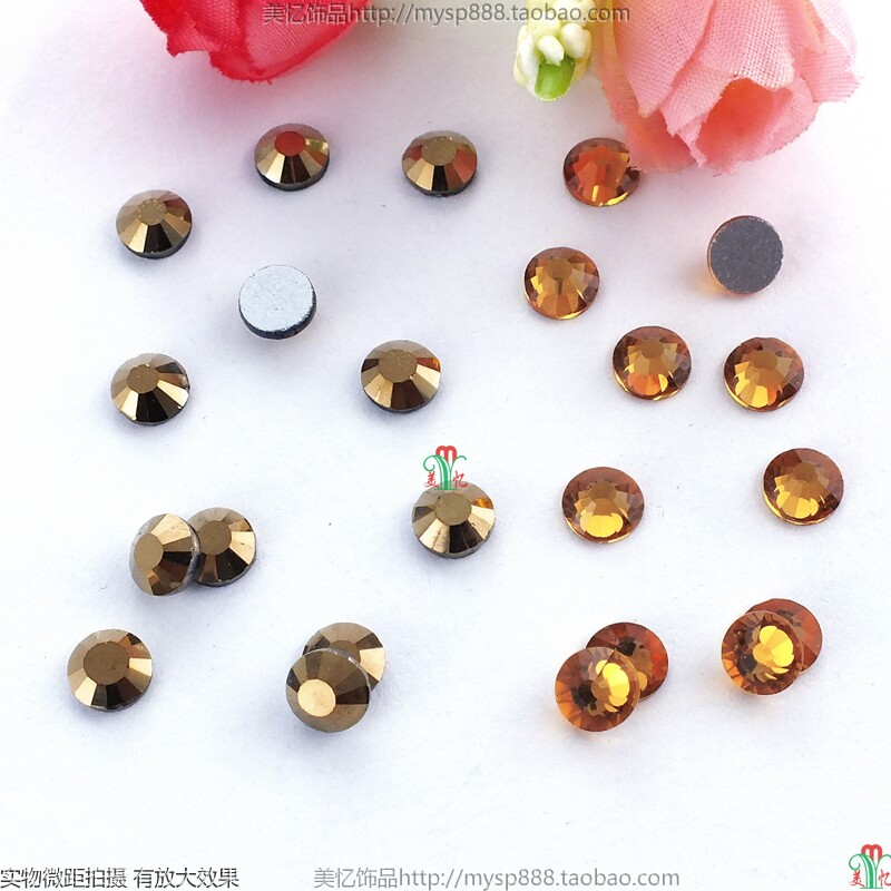 diy金黄色平底水晶闪钻