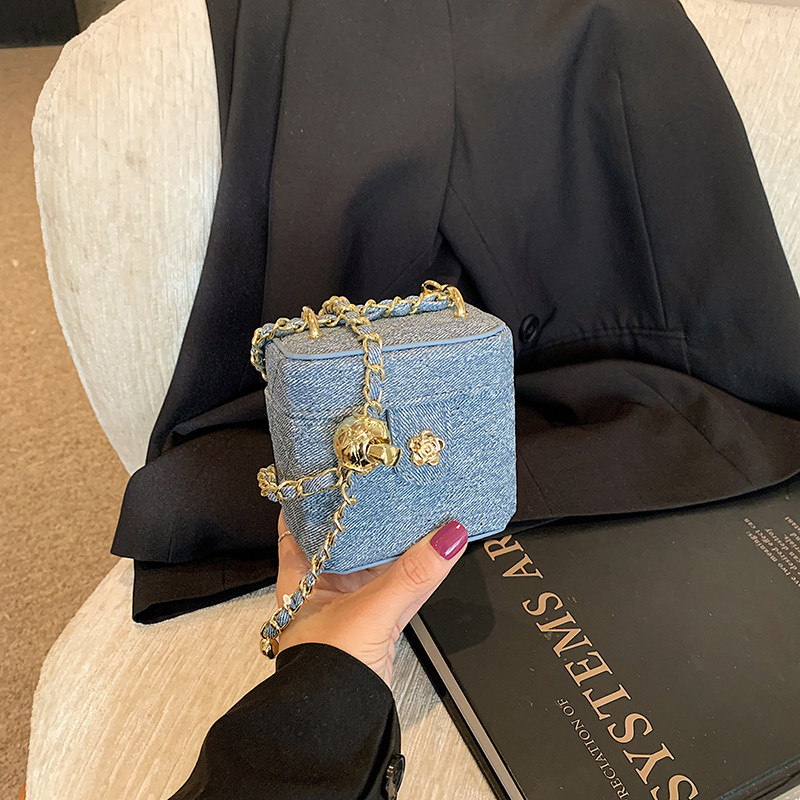 小众设计烟盒包口红包迷你手提包包女2024新款百搭斜挎菱格链条包