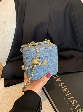 小众设计烟盒包口红包迷你手提包包女2024新款百搭斜挎菱格链条包