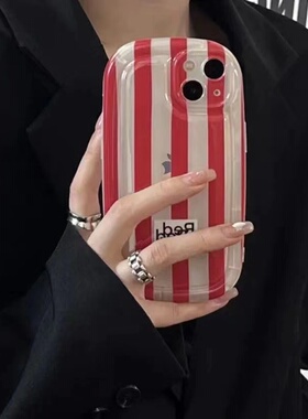 红色条纹opporeno9pro+手机壳硅胶findx5/3女款A1pro/a58/a97全包vivos16/x90/s10/x70防摔iqooneo7se/iqoo11