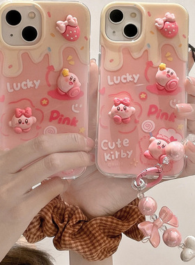 卡通星之卡比链条适用oppreno15手机壳双层findx9pro/findx8s+女款一加15/ace6防摔vivox300/x200s/iqoo15/12