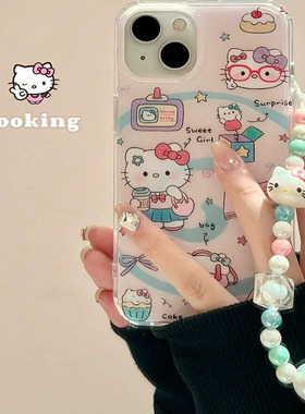 卡通可爱kt猫链条opporeno14pro手机壳k12s/findx8s+新款一加13T/ace5至尊版女vivos30pro防摔s20/x200s/100