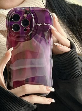 紫色渐变适用红米k70pro手机壳硅胶波浪k70e艺术note13pro+油画高级感小米14个性男女13ultra全包civi3/1s/11