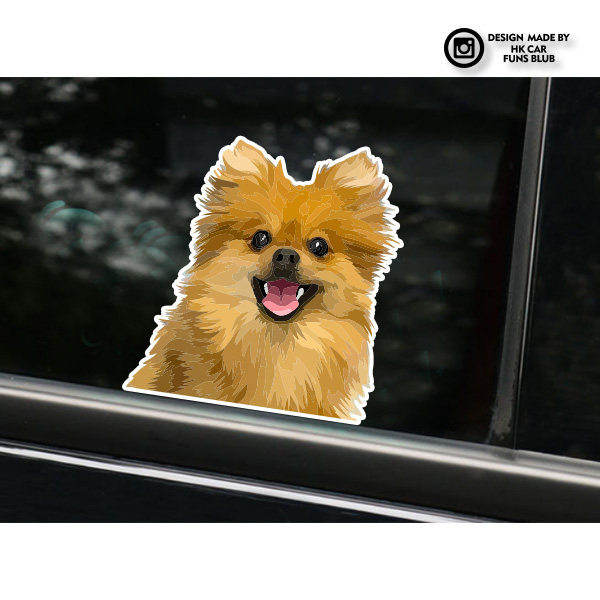 可爱卡通博美犬门缝反光车贴个性汽车贴纸摩托电动车后窗装饰贴花