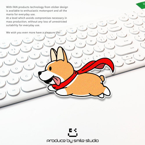 搞笑卡通柯基奔跑趣味反光防水车贴创意汽车摩托电动车身划痕贴纸