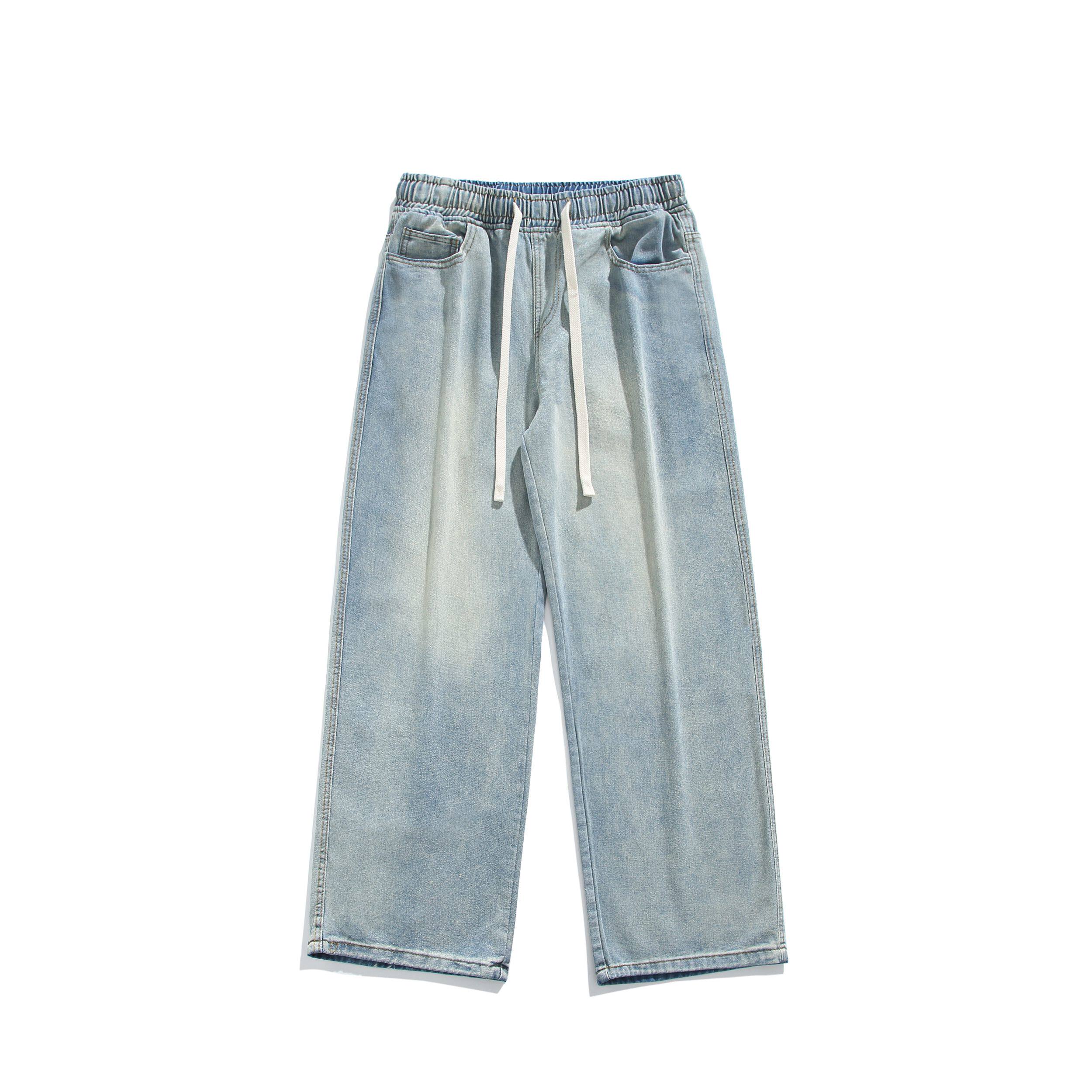 牛仔裤男黑色春秋季美式男款裤子阔腿裤男裤休闲直筒裤长裤