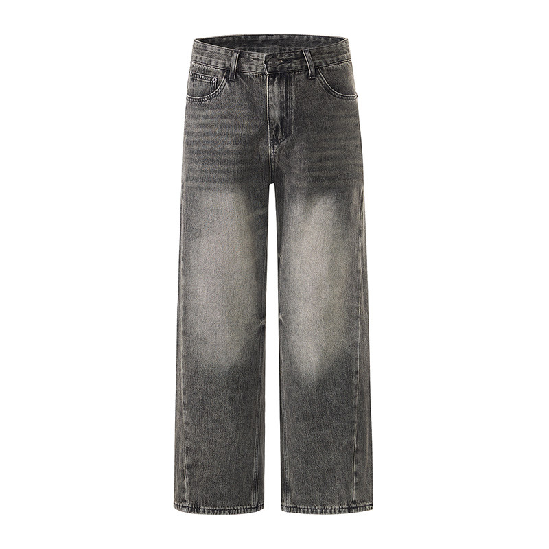 2026春秋新款美式高街微喇牛仔裤男水洗复古简约拖地宽松裤子男