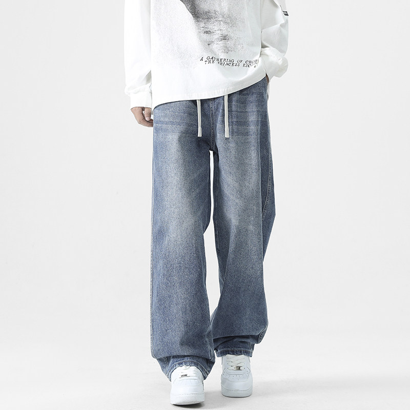 2026新款牛仔裤男士春款直筒休闲男生潮牌百搭潮流高街蓝色长裤