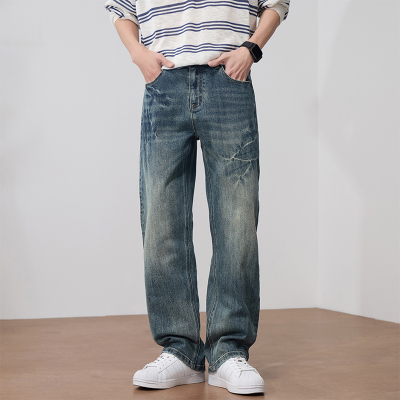 复古牛仔裤男士直筒宽松水洗春秋做旧潮牌美式休闲长裤子2026新款