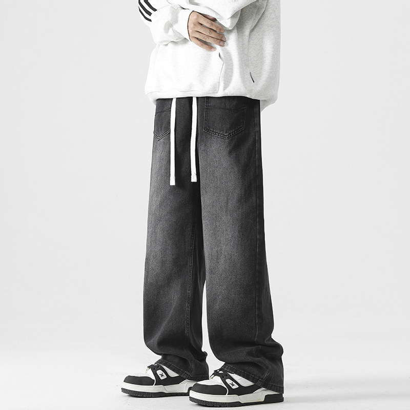 2026新款牛仔裤男黑色春季美式男款裤子阔腿裤男裤休闲直筒裤长裤
