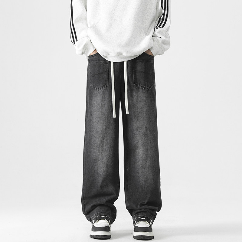 2026新款牛仔裤男黑色春季美式男款裤子阔腿裤男裤休闲直筒裤长裤