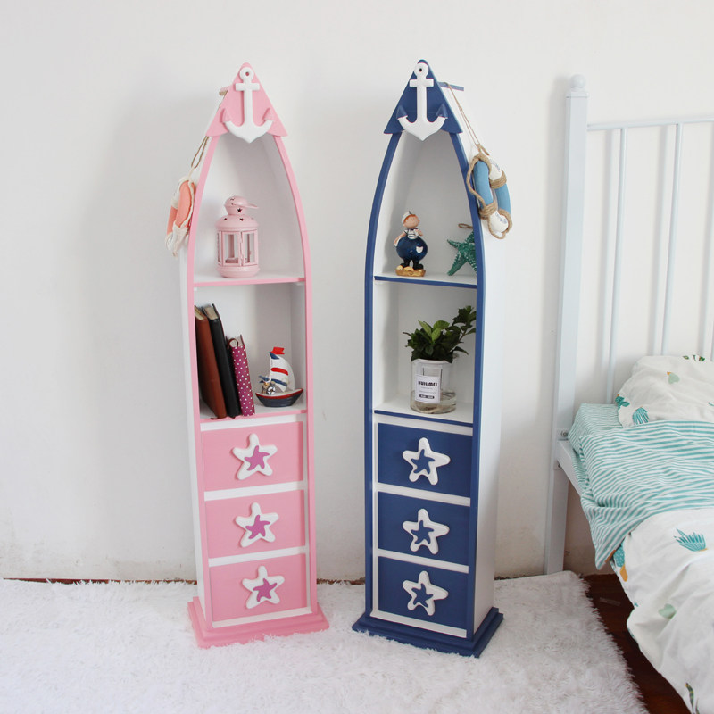 地中海风格儿童床头柜船型小柜子收纳小户型创意简易角柜书柜卧室