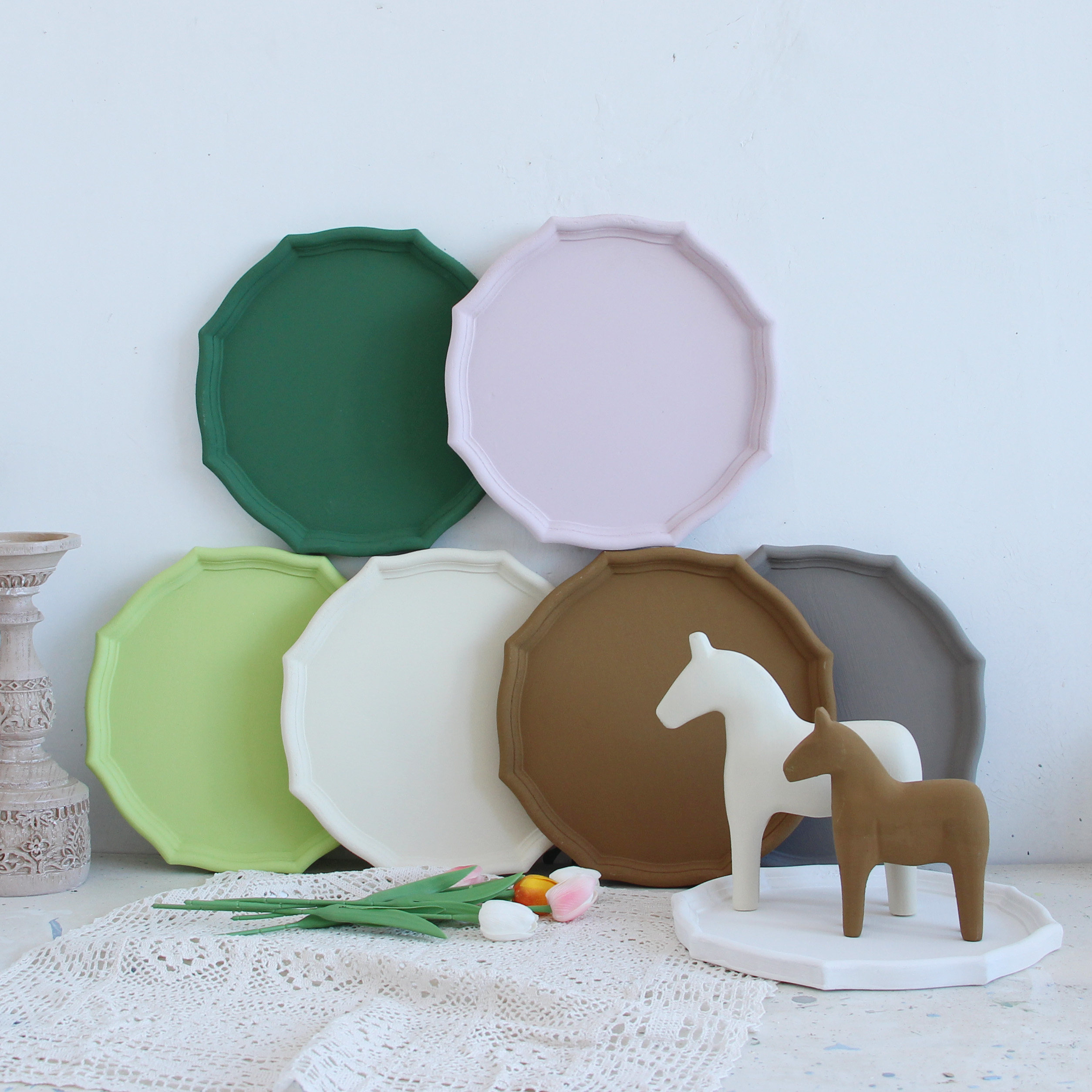 ins菱形托盘雕花摆件北欧风极简风雕刻家居装饰摆件木质工艺品彩