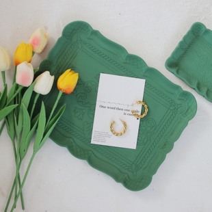 ins托盘雕花摆件北欧风极简风雕刻家居装 饰摆件木质工艺品彩绘