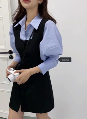 SAINA 2024春季新款韩版气质时尚纯色泡泡袖衬衫女 小众设计感潮