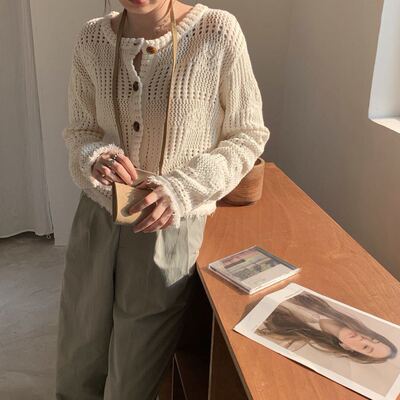 初秋bluepops毛边短外套小开衫