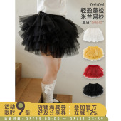 幼悠女童半身裙夏季 洋气纯色儿童蛋糕裙蓬蓬网纱可爱小公主裙 新款