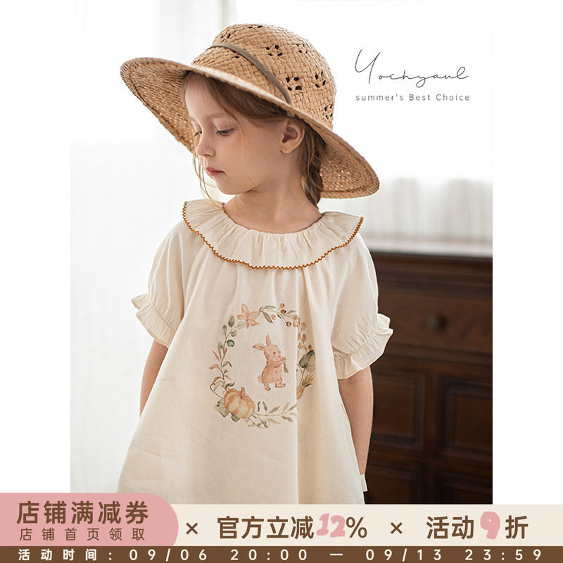 幼悠女童森系小兔娃娃衫春夏季曲牙波浪荷叶翻领泡泡袖宽松衬衫潮图片