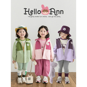 幼悠女童糖果拼色拉链暗扣冲锋衣春秋洋气可爱百搭休闲连帽外套潮