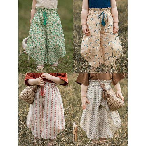 幼悠女童梭织2022夏季宽松长裤