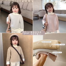 幼悠女童双面呢毛衣2020新款冬季套头儿童洋气加厚保暖高领针织衫
