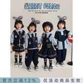 新款 兔子警探套装 娃娃领衬衫 马甲短裙宽松束脚裤 无袖 幼悠女童春季