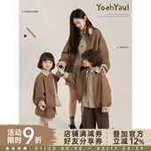 新款 马甲学院工装 长袖 幼悠女童春季 翻领格纹衬衫 花苞无袖 风套装 潮